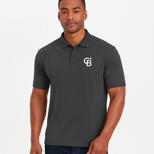 Graphite Men's Performance Polo Shirt with CB Star Logo — UV Sun Protection - Fast Ship